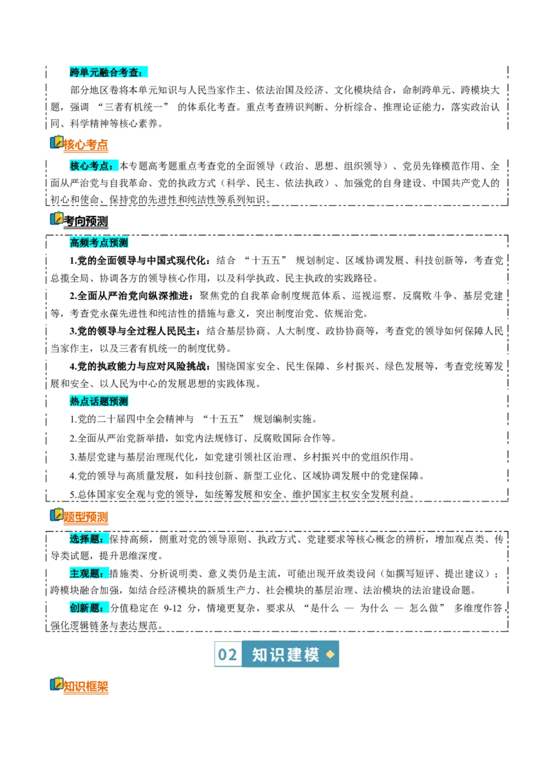 《清单05中国的领导(知识·方法·能力清单)(全国通用)(教师版)_zheng治_2026年-政治高考二轮复习_2026年高考政治二轮复习知识清单(全国通用)-G448_2026版》第2页预览