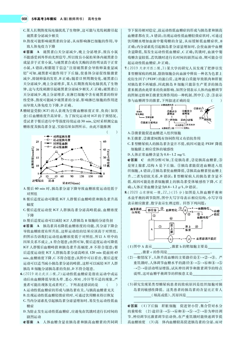 《专题17　体液调节及与神经调节的关系_2022版教学资源包_五年高考三年模拟_2022版新高考版选考总复习生物5·3A版_0125143739_专题17体液调节及与神经调节的关系_专题PDF_专题PDF_专题电子书》第10页预览