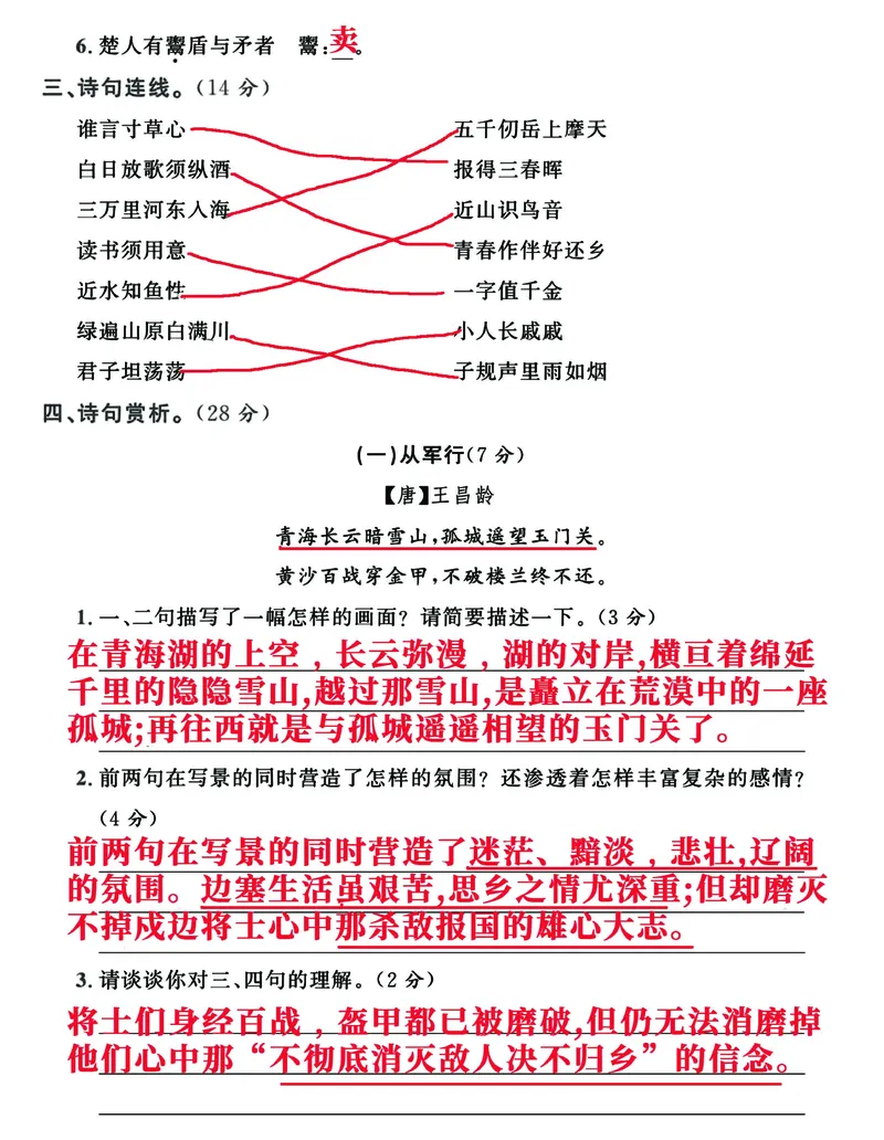 《五年级下册重点专项《古诗文积累》突破卷_5年级下册同步教辅_5下语文_五下语文句子+词语》第2页预览