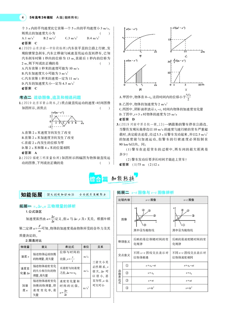 《专题一　质点的直线运动_2022版教学资源包_五年高考三年模拟_2022版新高考版选考总复习物理5·3A版_专题一质点的直线运动_专题PDF_专题PDF_专题电子书》第4页预览