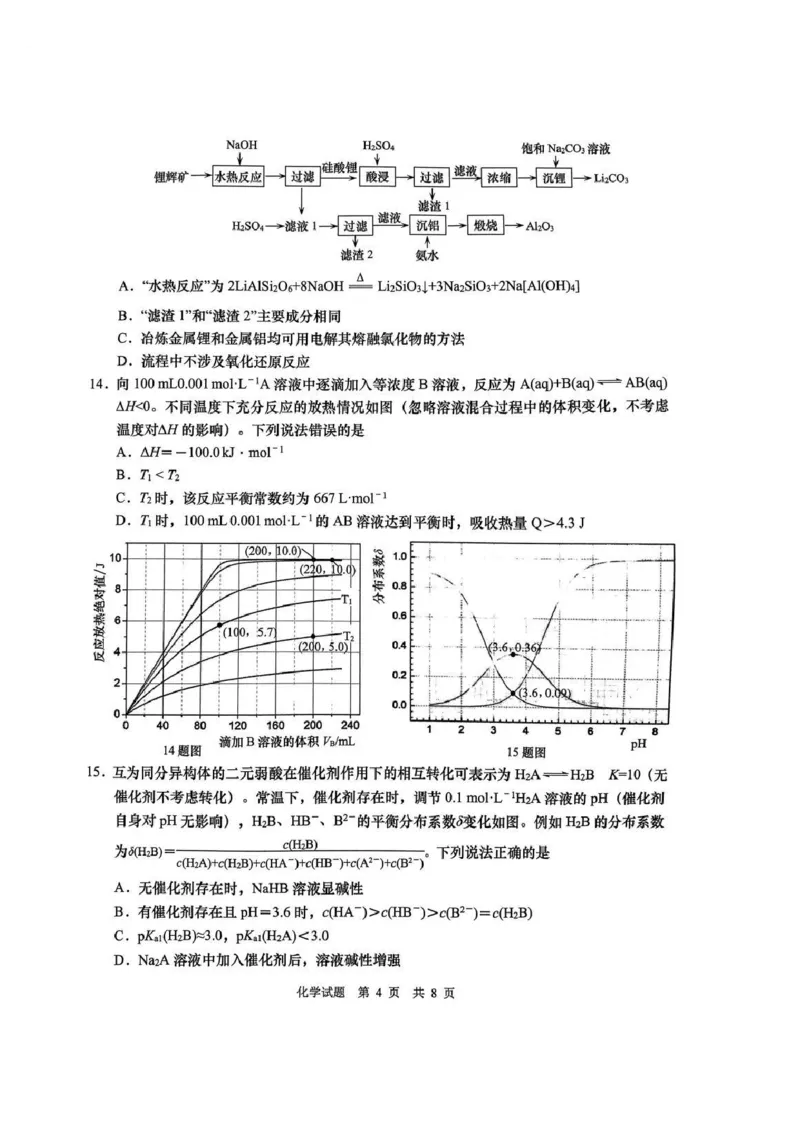《59_05化学山东青岛市（一模）试卷+标答评分细则_2025版教学资源包_（总复习系列）2025版《5年高考3年模拟》新高考版B版（⭐全科）_2025版.新高考新教材版.选考总复习.化学.5·3B版》第4页预览