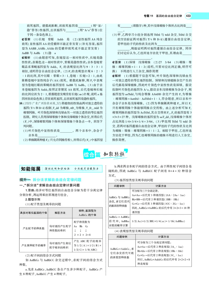 《专题11　基因的自由组合定律_2022版教学资源包_五年高考三年模拟_2022版新高考版选考总复习生物5·3A版_0125143739_专题11基因的自由组合定律_专题PDF_专题PDF_专题电子书》第8页预览