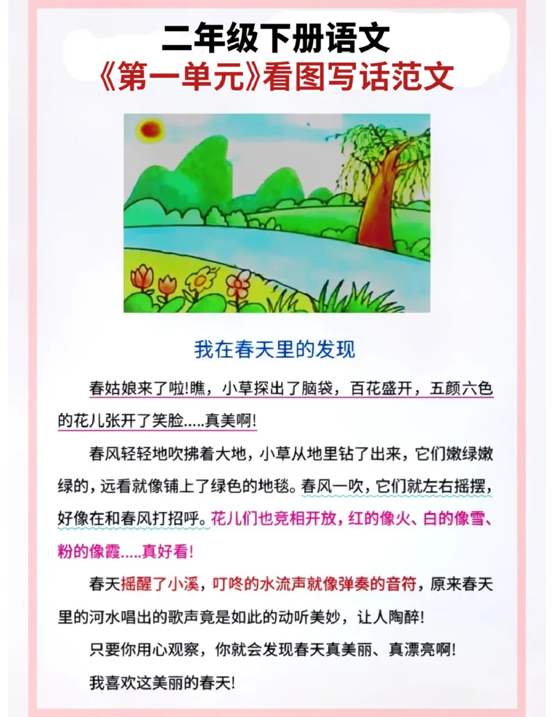 《二年级（下）语文第一单元看图写话范文_2年级下册同步教辅_2下-语文_二下语文-看图写话》第2页预览