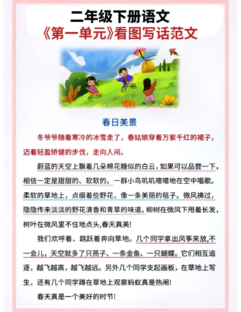 《二年级（下）语文第一单元看图写话范文_2年级下册同步教辅_2下-语文_二下语文-看图写话》第3页预览