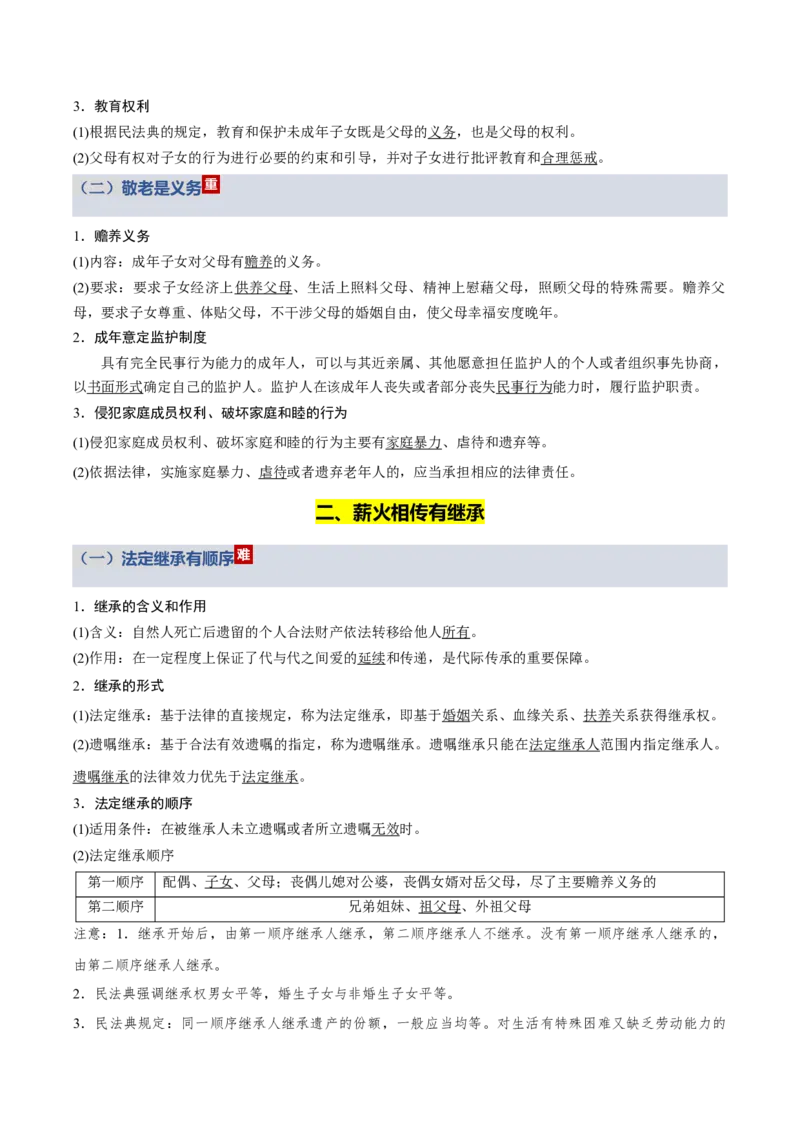 《第二单元家庭与婚姻（知识清单）（全国通用）_zheng治_2026年_2026年高考政治一轮复习知识清单（全国通用）-G56_2026版》第3页预览
