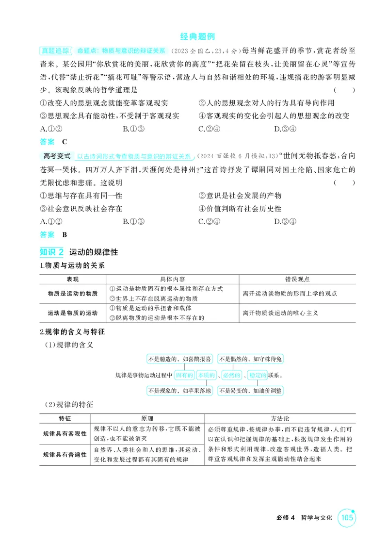 《1_精讲册-第二课　探究世界的本质（唯物论）_2026版教学资源包_202653高考总复习A版_湖南版_2026版.湖南版.选考总复习.政治.5·3A版_一、图书电子教参_必修4哲学与文化_2_精讲册PDF》第2页预览