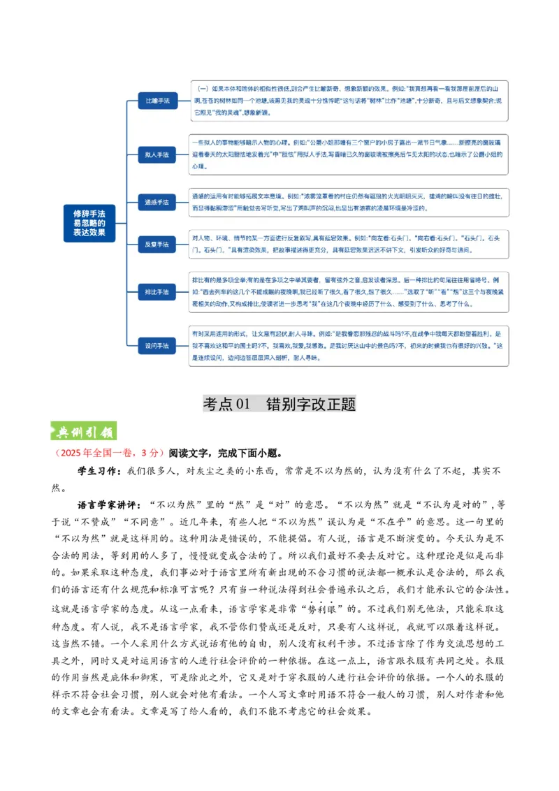 《题型05错别字及修辞赏析类（题型专练）（全国通用）（学生版）_专项复习_2026年-语文专项复习_2026年高考语文重难点讲义专练（新高考通用）-G102_2026版》第3页预览