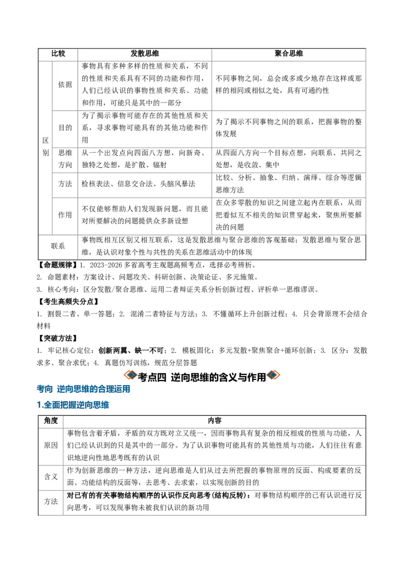 《第四单元提高创新思维能力（知识清单）（全国通用）（教师版）_zheng治_2027年高考政治一轮_2027年高考政治一轮复习知识清单（全国通用）-G56_2027版》第7页预览