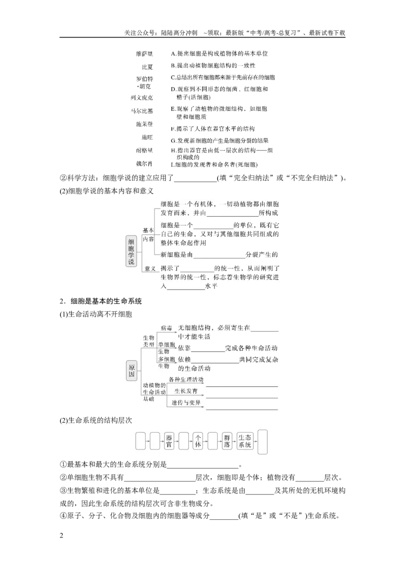 《第一单元　第1课时　走近细胞_06-生物-高考总复习_一轮复习_2025年_2025年大一轮复习讲义人教版生物_资料_1-资料_大一轮复习讲义学生专用_2025大一轮复习讲义》第2页预览