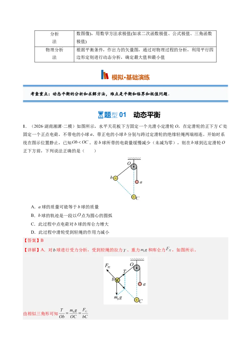《第09讲动态平衡和临界、极值问题（专项训练）（湖南专用）（教师版）_地理_2027年高考地理一轮_2027年高考物理一轮课件+讲义+练习（湖南专用）-G331_2027版》第2页预览