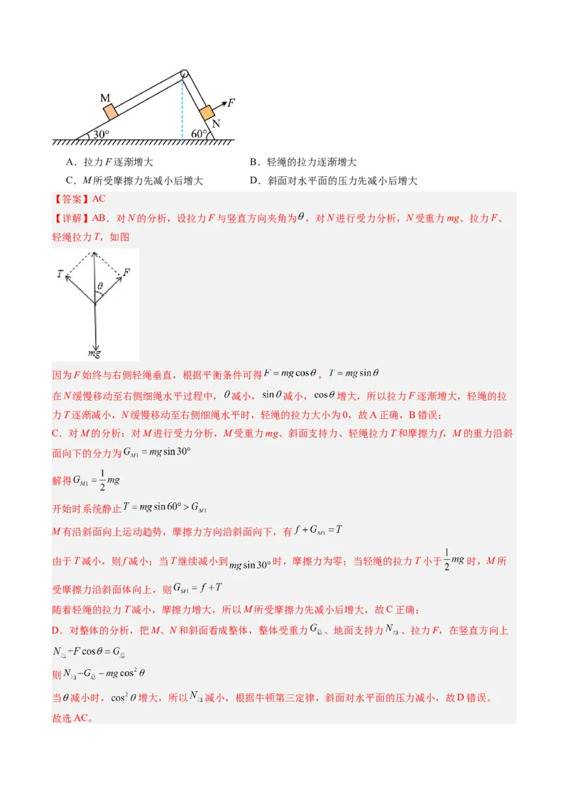 《第09讲动态平衡和临界、极值问题（专项训练）（湖南专用）（教师版）_地理_2027年高考地理一轮_2027年高考物理一轮课件+讲义+练习（湖南专用）-G331_2027版》第5页预览