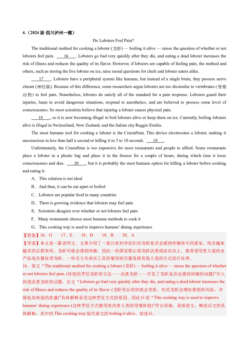 《04七选五（全国卷专用）（解析版）_英语(2)_专项复习_2025年_2024年高考一模试题分类汇编英语全国卷专用》第5页预览