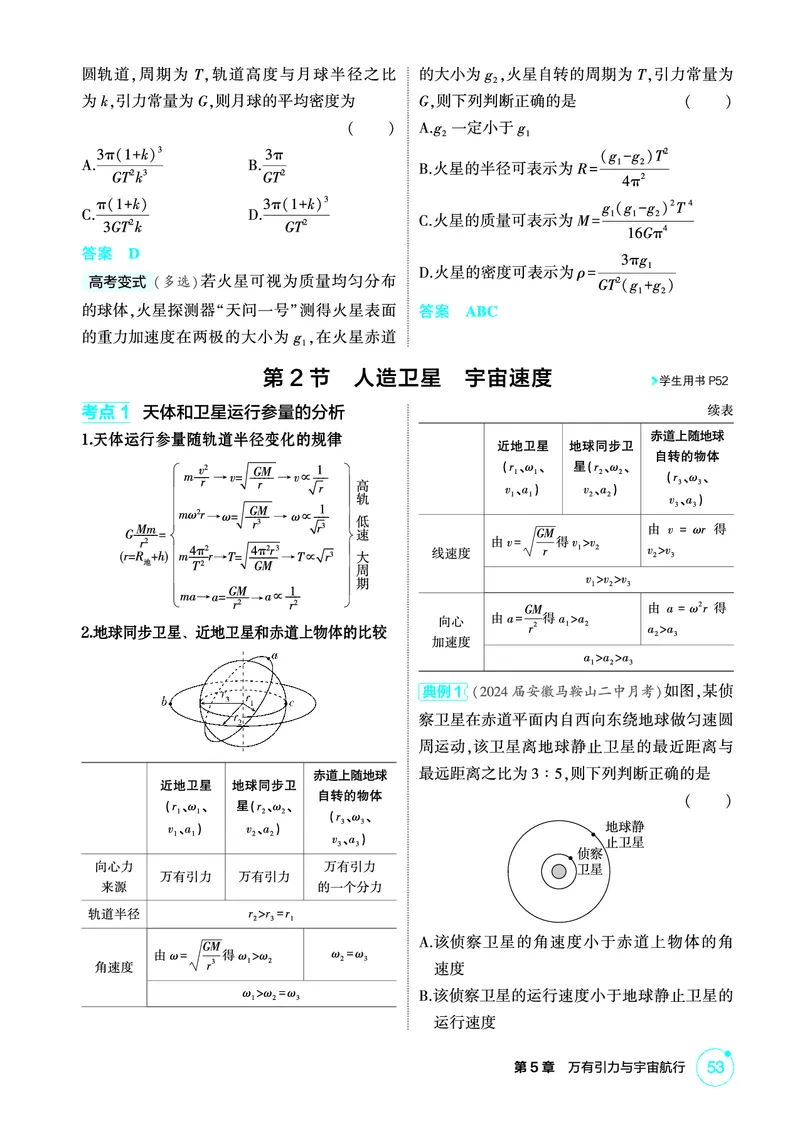 《1_精讲册PDF05-第5章万有引力与宇宙航行_2026版教学资源包_202653高考总复习A版_新高考_物理_教师A版2026年.新高考版.物理.53_二、教师用书PDF_第5章万有引力与宇宙航行_2_精讲册PDF》第3页预览