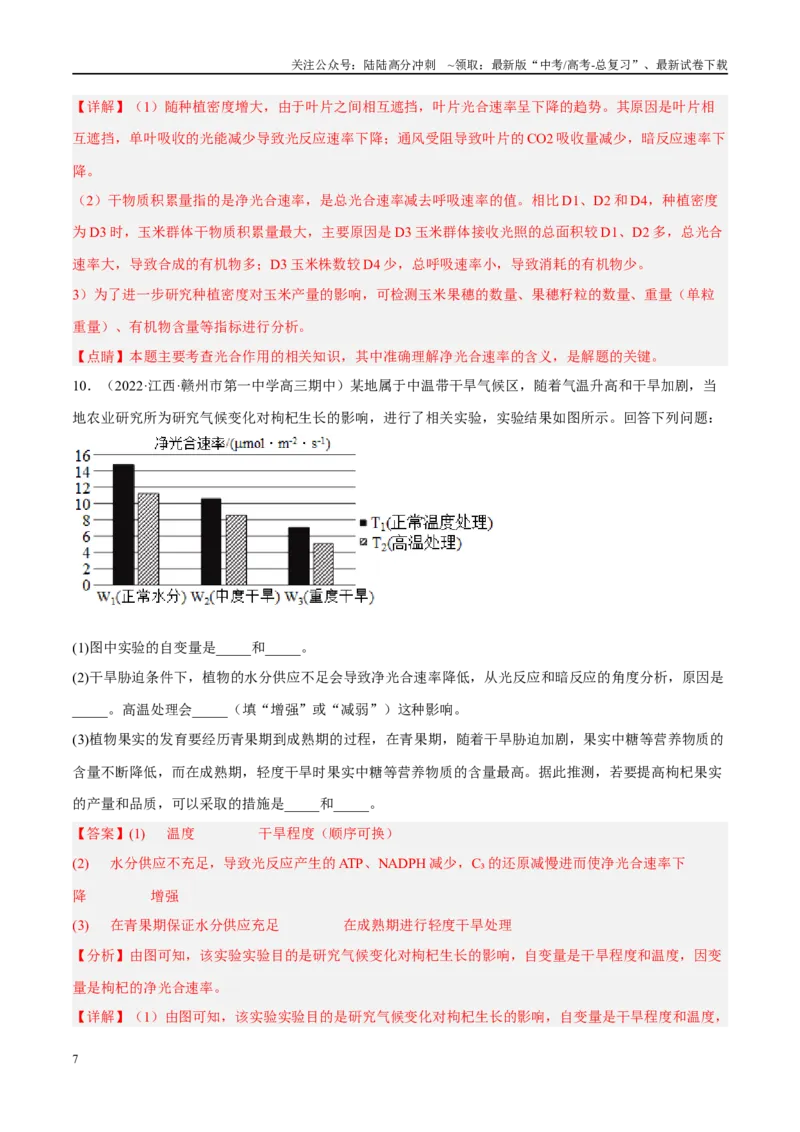 《解密06光合作用与能量转化（分层训练）（解析版）_06-生物-高考总复习_二轮复习_2024年_2024年新教材高考生物二轮复习讲义分层训练题考点_资料》第7页预览