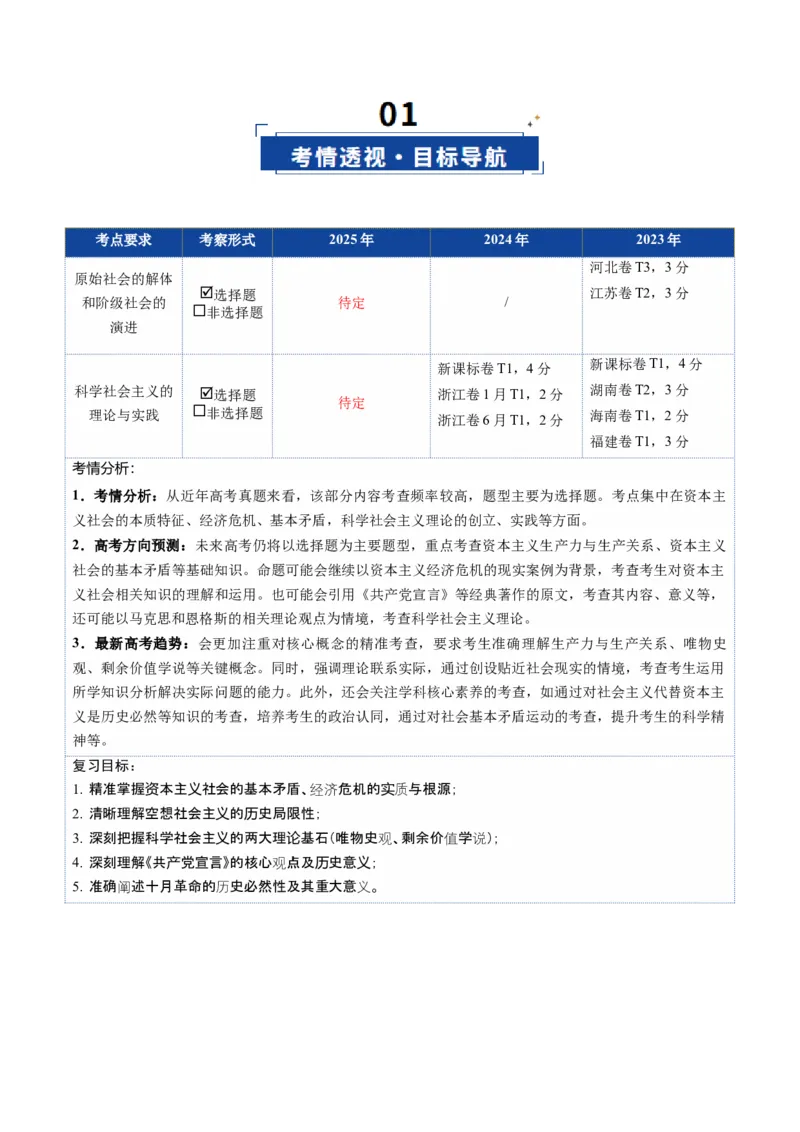 《第01课社会主义从空想到科学、从理论到实践的发展（复习讲义）（学生版）（全国通用）_zheng治_2026年_2026年高考政治一轮复习讲义+练习+课件（新教材新高考）-G55_2026版_必修1》第2页预览