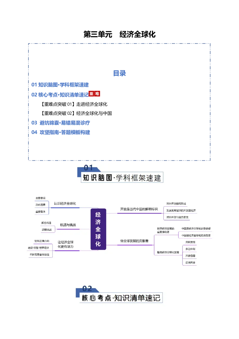 《第三单元经济全球化（知识清单）（全国通用）_zheng治_2026年_2026年高考政治一轮复习知识清单（全国通用）-G56_2026版》第1页预览