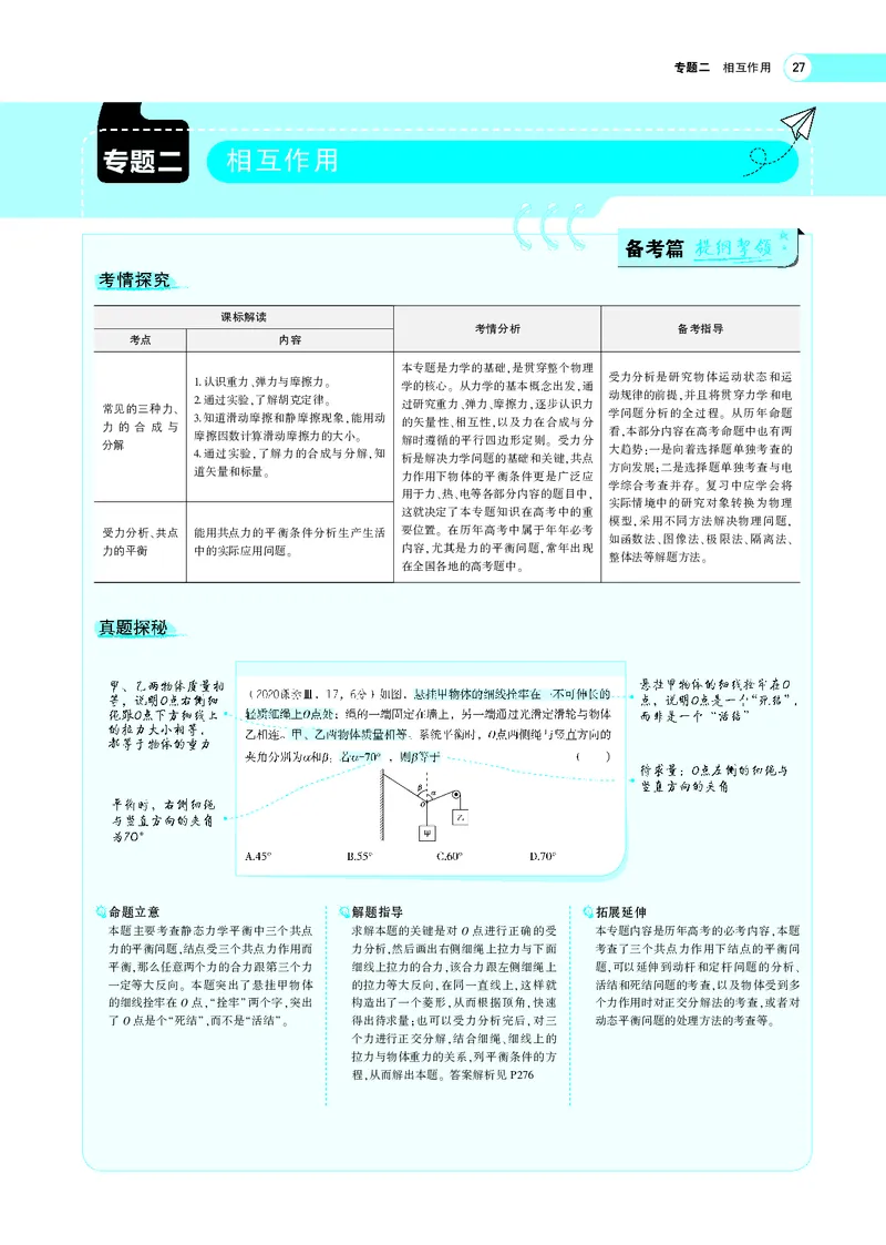 《专题二　相互作用_2022版教学资源包_五年高考三年模拟_2022版新高考版选考总复习物理5·3A版_专题二相互作用_专题PDF_专题PDF_专题电子书》第1页预览