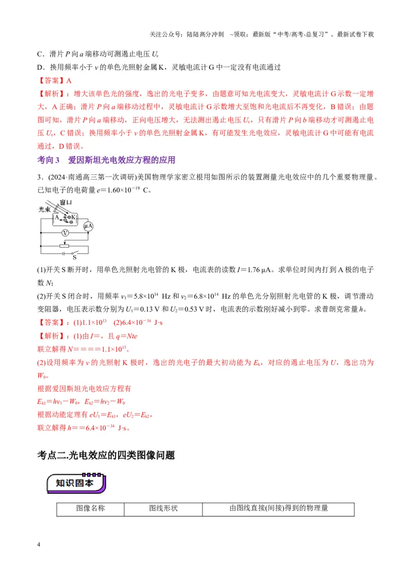 《第67讲光电效应波粒二象性（讲义）（教师版）_04-物理-高考总复习_一轮复习_2025年_2025年高考物理一轮复习讲义+练习+课件（新教材新高考）_第十六章近代物理》第4页预览