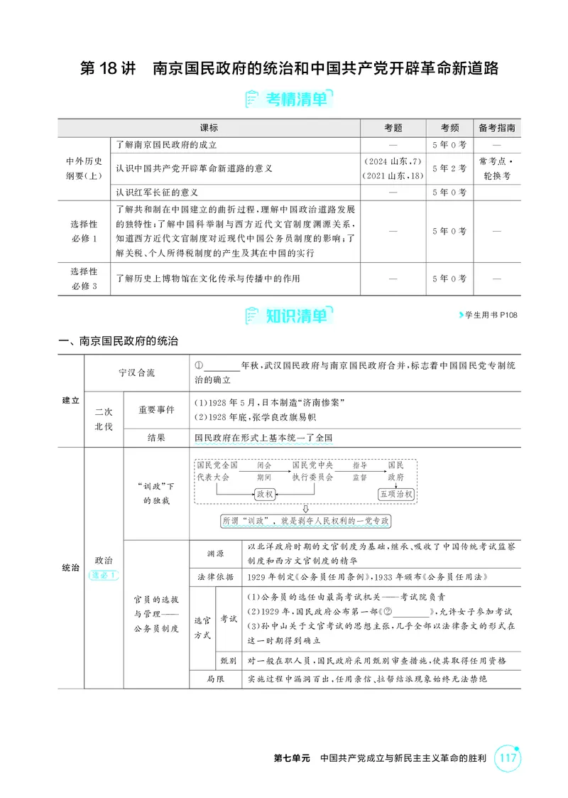 《1_精讲册-第七单元　中国成立与新民主主义革命的胜利_2026版教学资源包_202653高考总复习A版_山东版_2026版.山东版.选考总复习.历史.5·3A版_二、教师用书PDF_第二部分中国近现代史》第7页预览