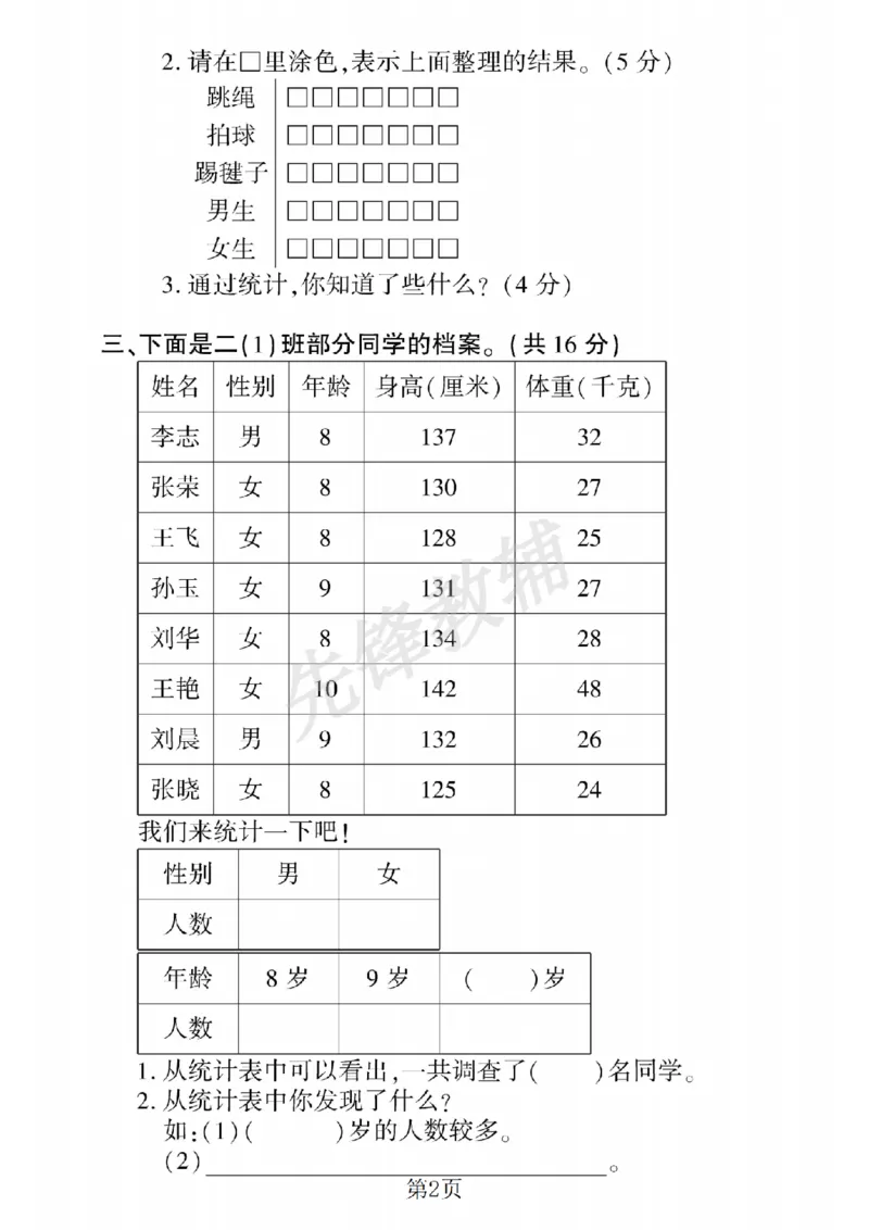 《二年级（下）数学第七八单元拔尖测试卷《苏教版》_2年级下册同步教辅_2下-数学_二下数学-单元+期中+期末试卷_二下数学苏教版试卷_二下数学《苏教版》单元测试卷》第2页预览