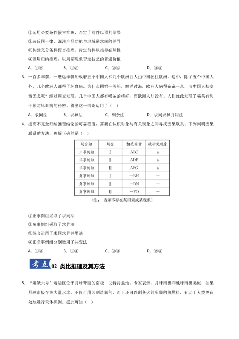 《第07课学会归纳推理和类比推理(专项训练)(学生版)_zheng治_2026年_2026年高考政治一轮课件+讲义+练习(安徽专用)-G326》第2页预览