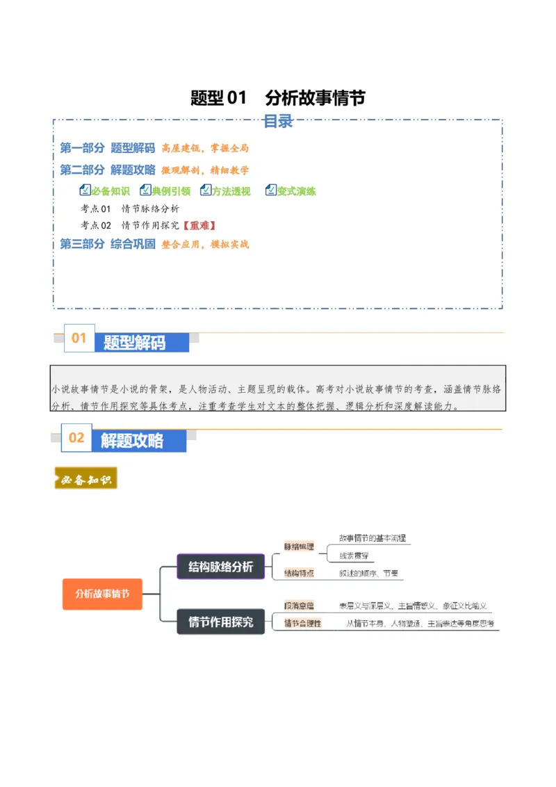 《题型01分析故事情节（题型专练）（全国通用）（教师版）_专项复习_2026年-语文专项复习_2026年高考语文重难点讲义专练（新高考通用）-G102_2026版》第1页预览