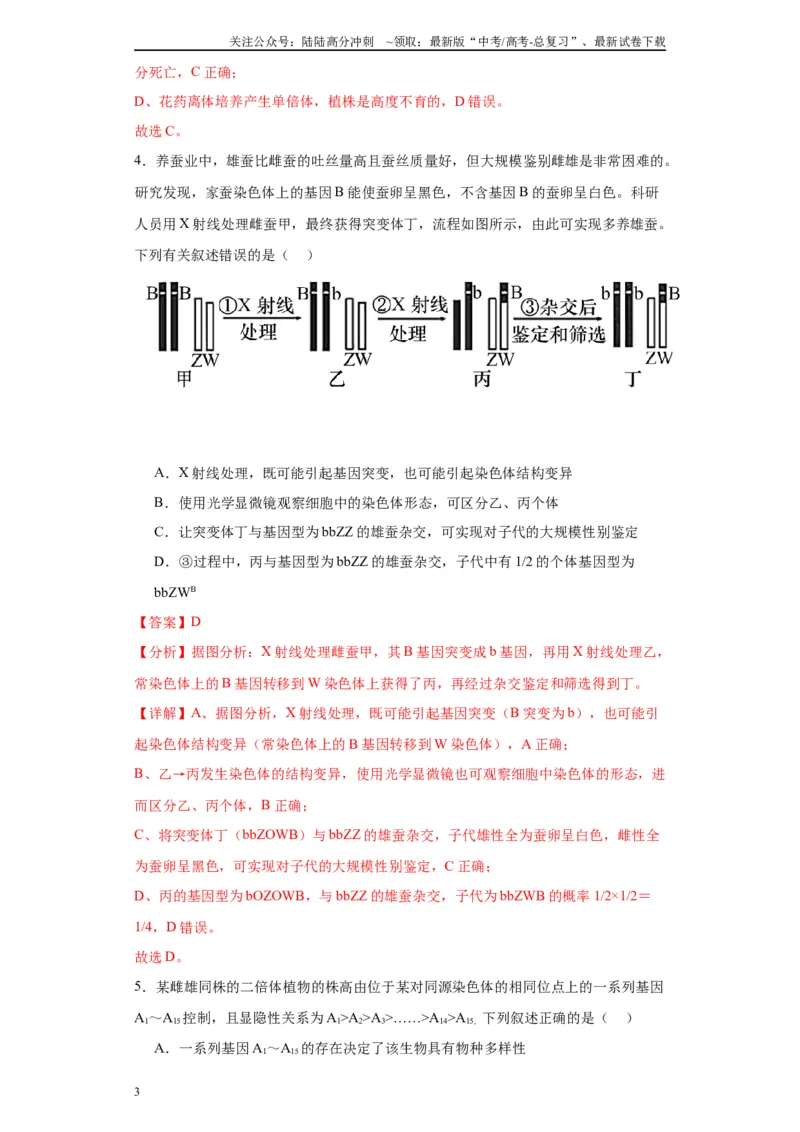 《第七单元变异与进化（测试卷）（解析版)_06-生物-高考总复习_一轮复习_2024年_2024年高考生物一轮复习重难点专项突破_资料》第3页预览
