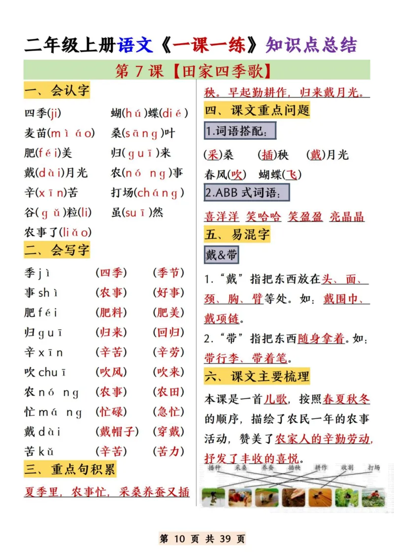 《二年级上册语文《一课一练》知识点总结_((1)_2年级上册同步教辅_2上-语文_二上语文-期中+期末复习》第10页预览