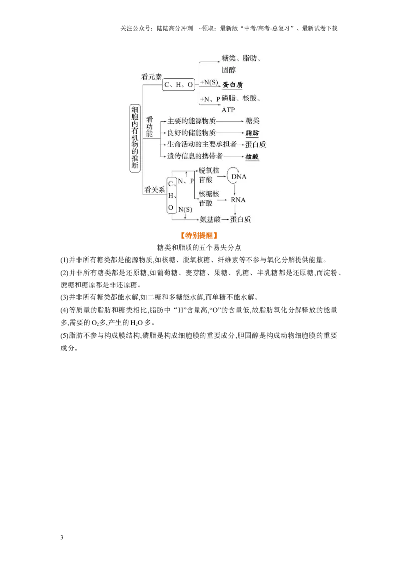 《解密01组成细胞的分子（讲义)-高频考点解密2023年高考生物二轮复习讲义+分层训练（新教材）_06-生物-高考总复习_二轮复习_2024年_2024年新教材高考生物二轮复习讲义分层训练题考点》第3页预览