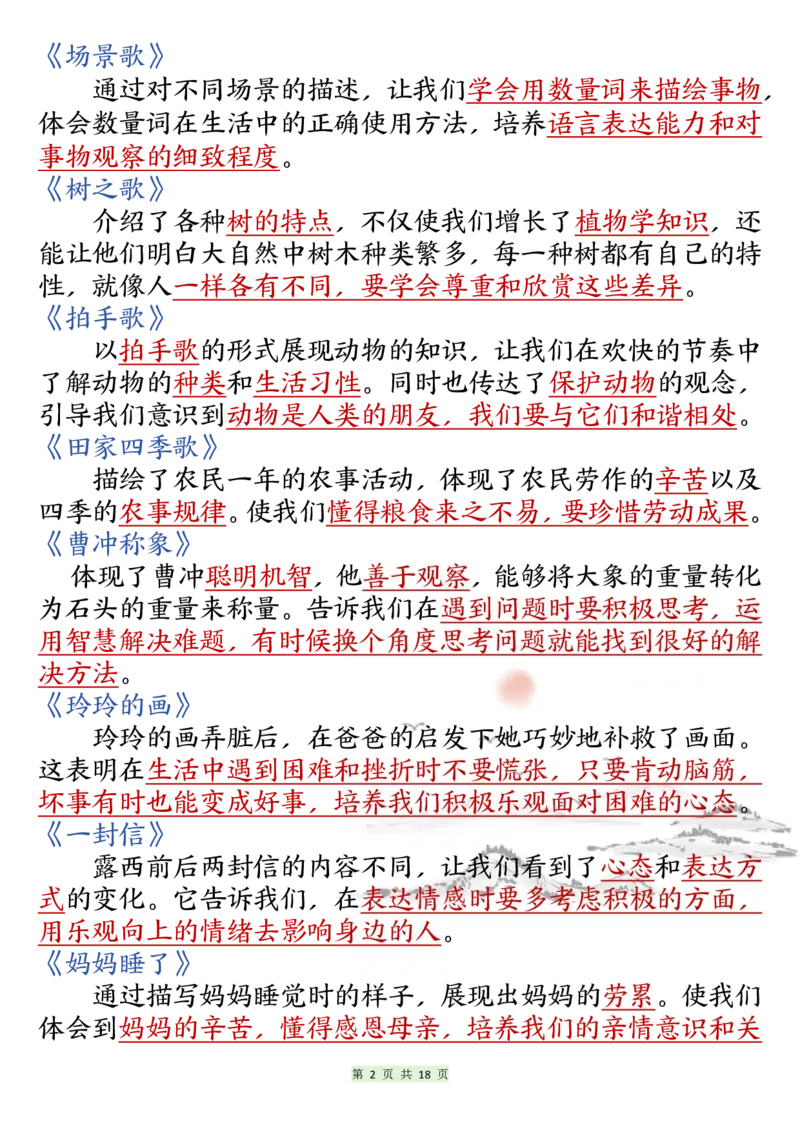 《二年级上册语文期末知识点汇总总复习_2年级上册同步教辅_2上-语文_二上语文-期中+期末复习》第2页预览
