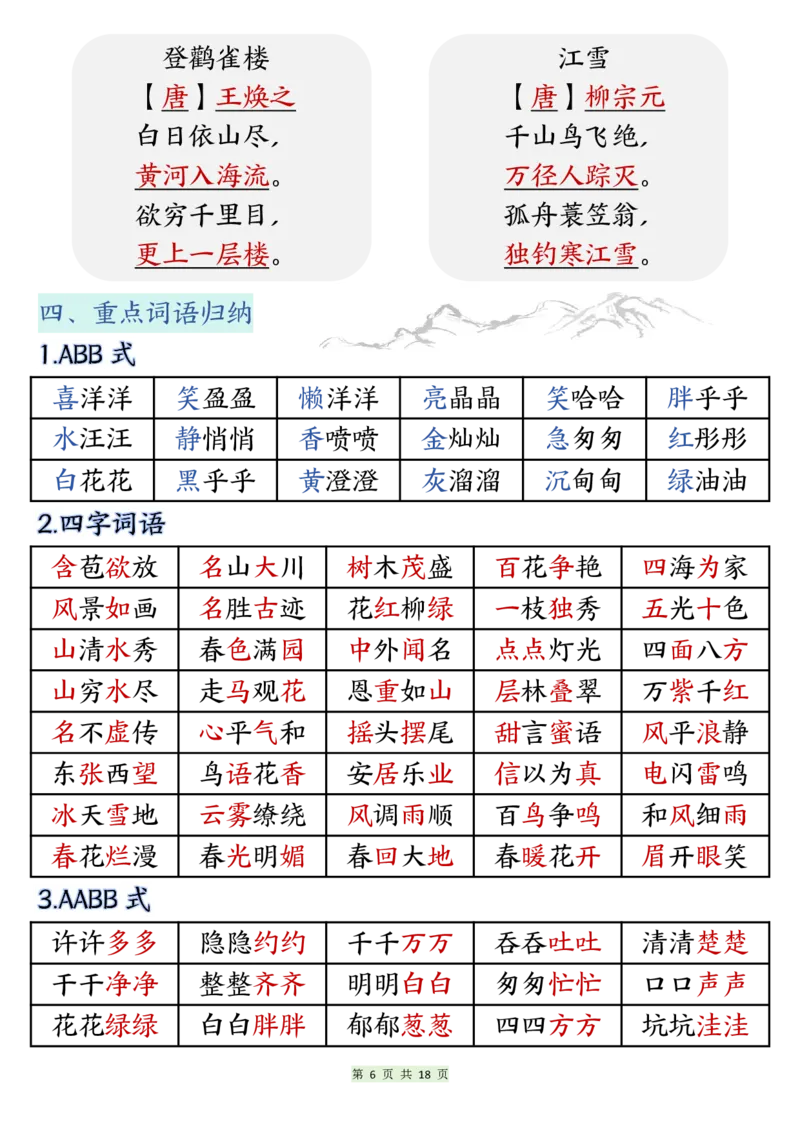 《二年级上册语文期末知识点汇总总复习_2年级上册同步教辅_2上-语文_二上语文-期中+期末复习》第6页预览