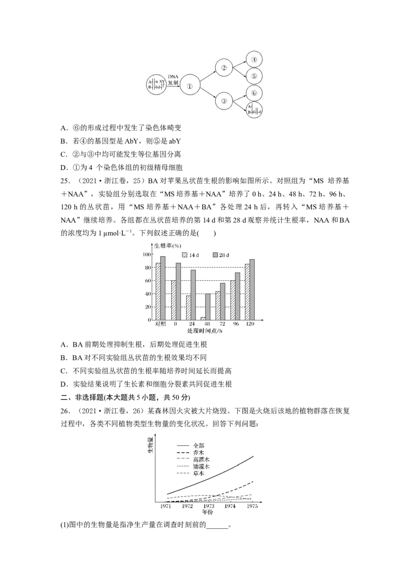 《2021年6月浙江省普通高校招生选考科目考试（精校版）_2026版高中《二三轮复习+冲刺复习》_2021-2025生物高考题_2021生物高考题_学生》第6页预览