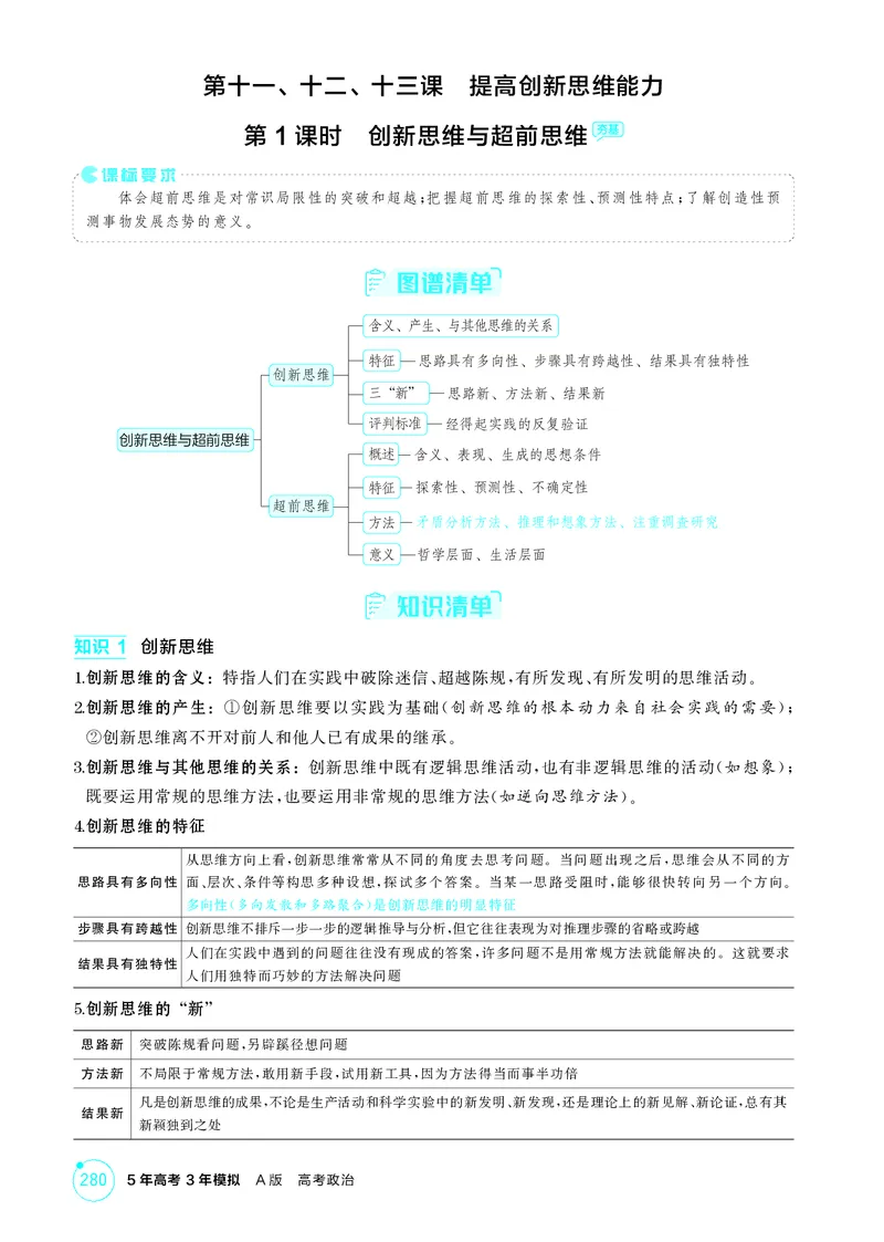 《1_精讲册-第1课时　创新思维与超前思维_2026版教学资源包_202653高考总复习A版_山东版_2026版.山东版.选考总复习.政治.5·3A版_一、图书电子教参_选择性必修3逻辑与思维_2_精讲册PDF》第1页预览