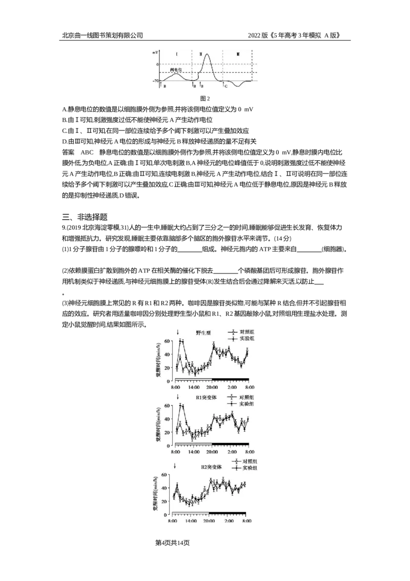 《专题资料包_2022版教学资源包_五年高考三年模拟_2022版新高考版选考总复习生物5·3A版_0125143739_专题16神经调节_专题资料包_专题检测_专题资料包》第4页预览