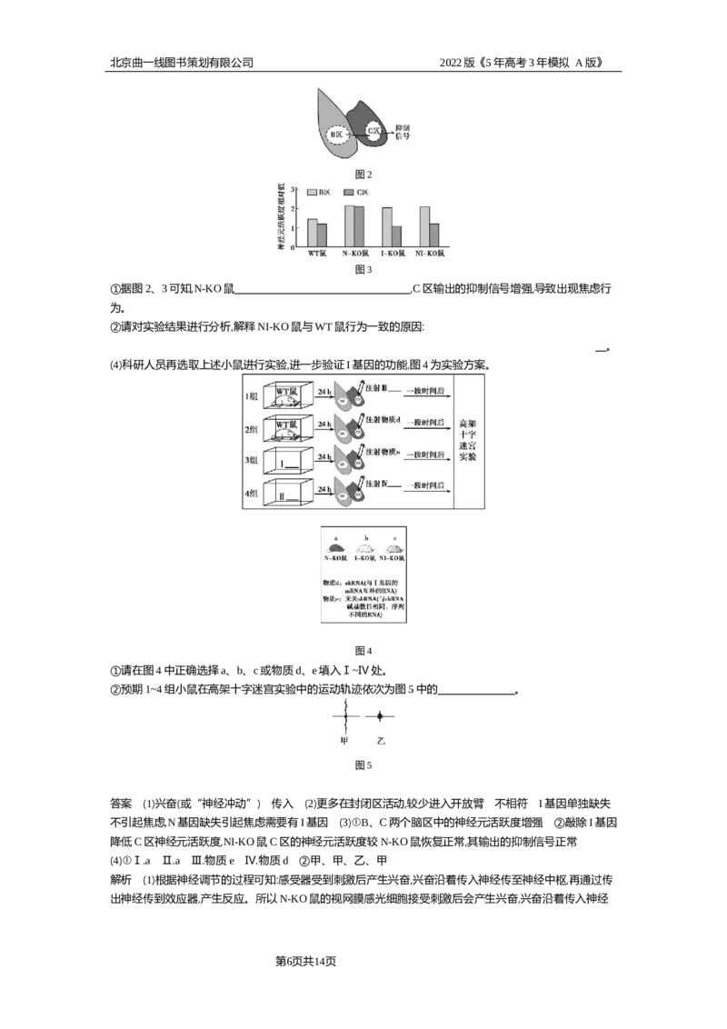 《专题资料包_2022版教学资源包_五年高考三年模拟_2022版新高考版选考总复习生物5·3A版_0125143739_专题16神经调节_专题资料包_专题检测_专题资料包》第6页预览