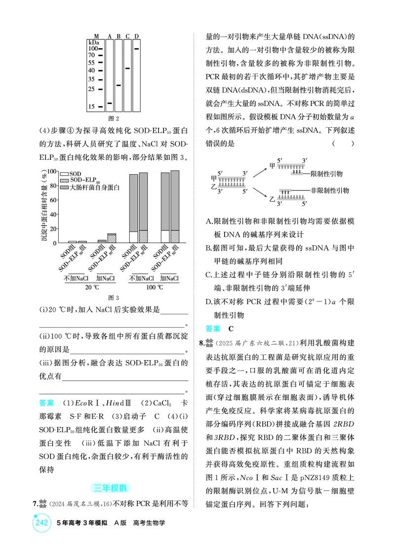 《1_精练册-第24章基因工程_2026版教学资源包_202653高考总复习A版_广东版_2026版.广东版.选考总复习.生物.5·3A版_第5部分生物技术与工程_第24章基因工程_4_PDF教参电子书》第5页预览