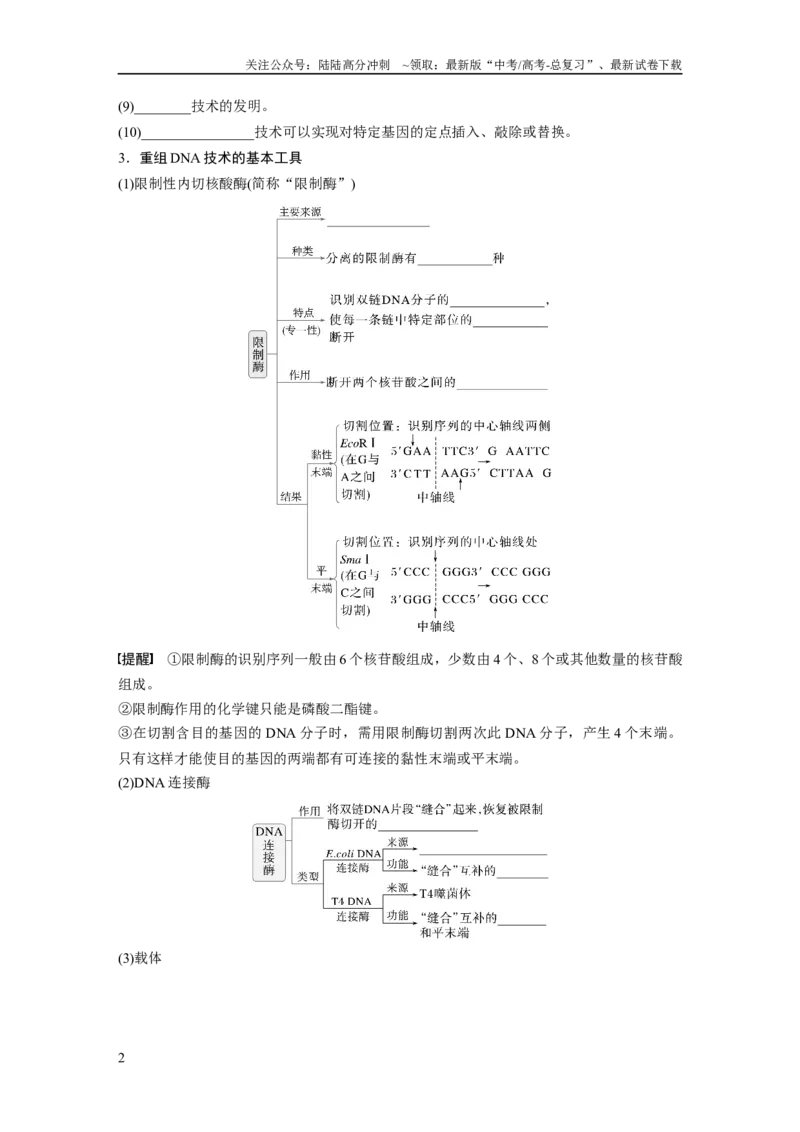 《第十单元　第61课时　基因工程的基本工具和基本操作程序_06-生物-高考总复习_一轮复习_2025年_2025年大一轮复习讲义人教版生物_资料_1-资料_大一轮复习讲义学生专用_2025大一轮复习讲义》第2页预览