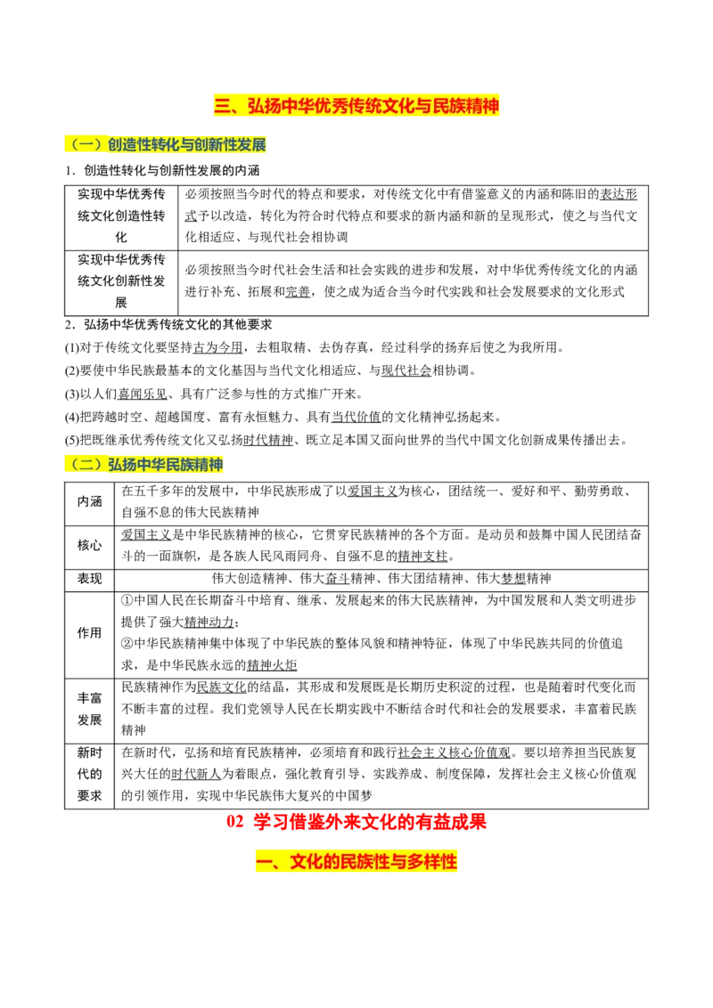 《晨读知识点10--文化传承与文化创新-9页_zheng治_2026年_2026年高考政治一轮复习复习晨读晚练系列（核心知识＋专项训练）-G397_资料》第3页预览