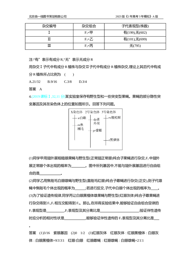 《1_2.专题十二　基因的自由组合定律习题WORD(1)_2023版教学资源包_2023版新高考版选考总复习生物5·3A版_12_专题十二基因的自由组合定律_2_习题WORD版》第3页预览