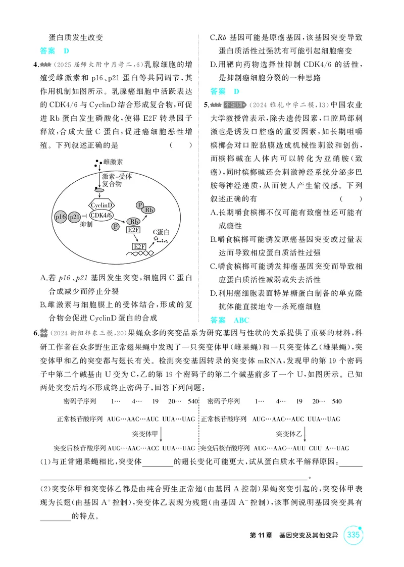 《1_精练册-第11章基因突变及其他变异_2026版教学资源包_202653高考总复习A版_湖南版_2026版.湖南版.选考总复习.生物.5·3A版_第2部分遗传与进化_第11章基因突变及其他变异_4_PDF教参电子书》第4页预览