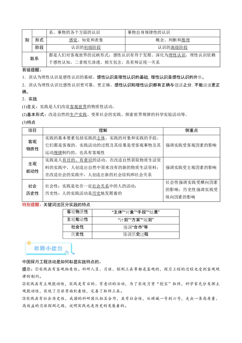 《第04课探索认识的奥秘（复习讲义）（学生版）（全国通用）_zheng治_2026年_2026年高考政治一轮复习讲义+练习+课件（新教材新高考）-G55_2026版_必修4哲学与文化》第4页预览