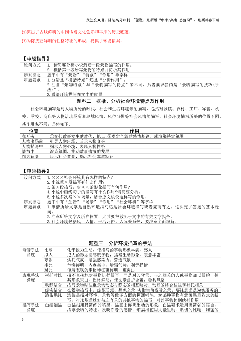 《题型08现代文阅读II小说阅读（三）（答题模版）高考语文答题技巧与模板构建_专项复习_2024年_2024年高考语文答题技巧与模板构建》第6页预览