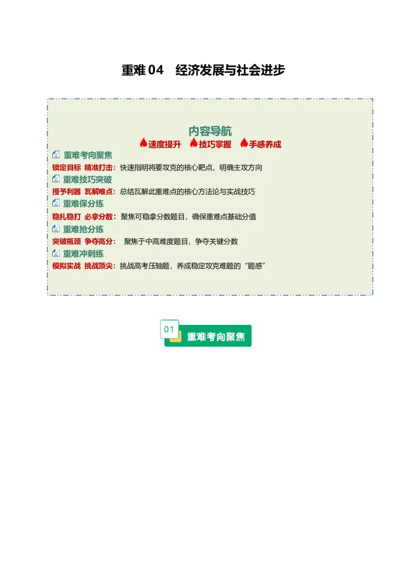 《重难04经济发展与社会进步(重难专练)(全国通用)(教师版)_zheng治_2026年-政治高考二轮复习_2026年高考政治二轮复习知识清单(全国通用)-G448_2026版》第1页预览