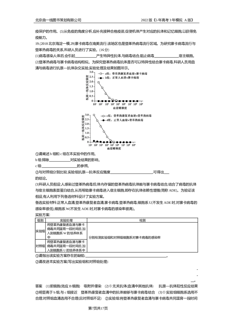 《专题资料包_2022版教学资源包_五年高考三年模拟_2022版新高考版选考总复习生物5·3A版_0125143739_专题18免疫调节_专题资料包_专题检测_专题资料包》第7页预览