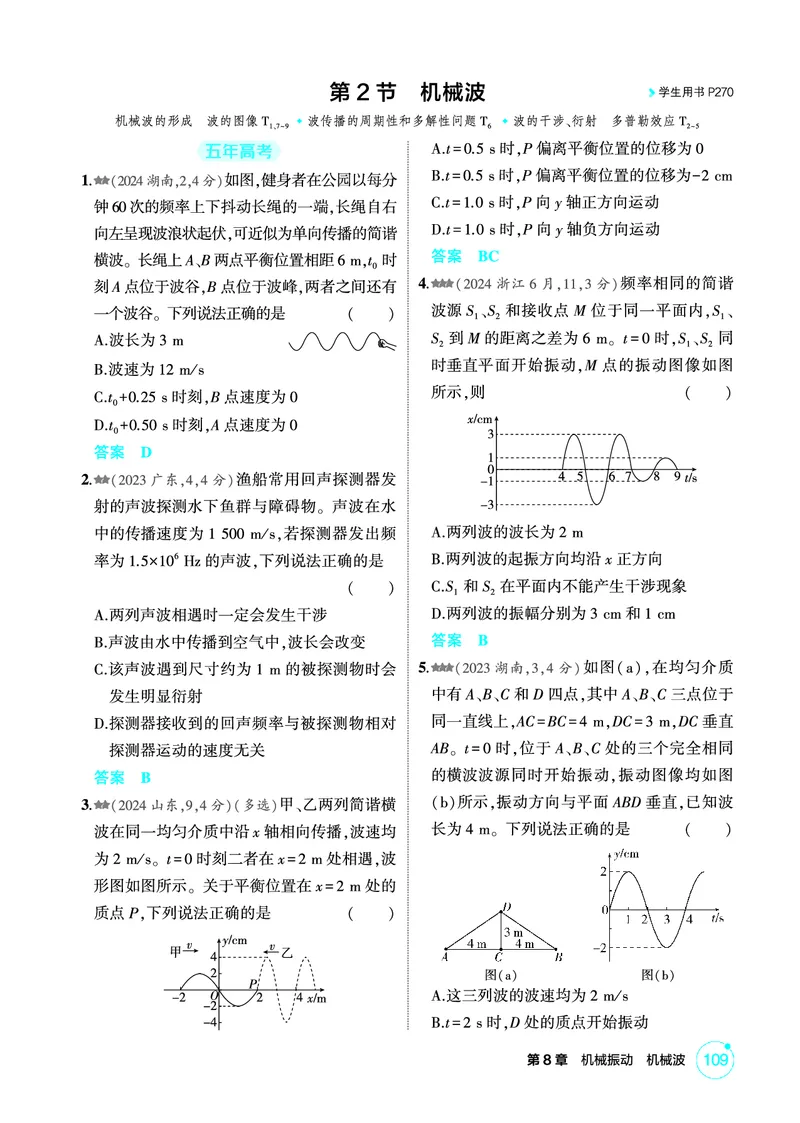 《1_精练册PDF08-第8章机械振动　机械波_2026版教学资源包_202653高考总复习A版_新高考_物理_教师A版2026年.新高考版.物理.53_二、教师用书PDF_第8章机械振动机械波_1_精练册PDF》第4页预览