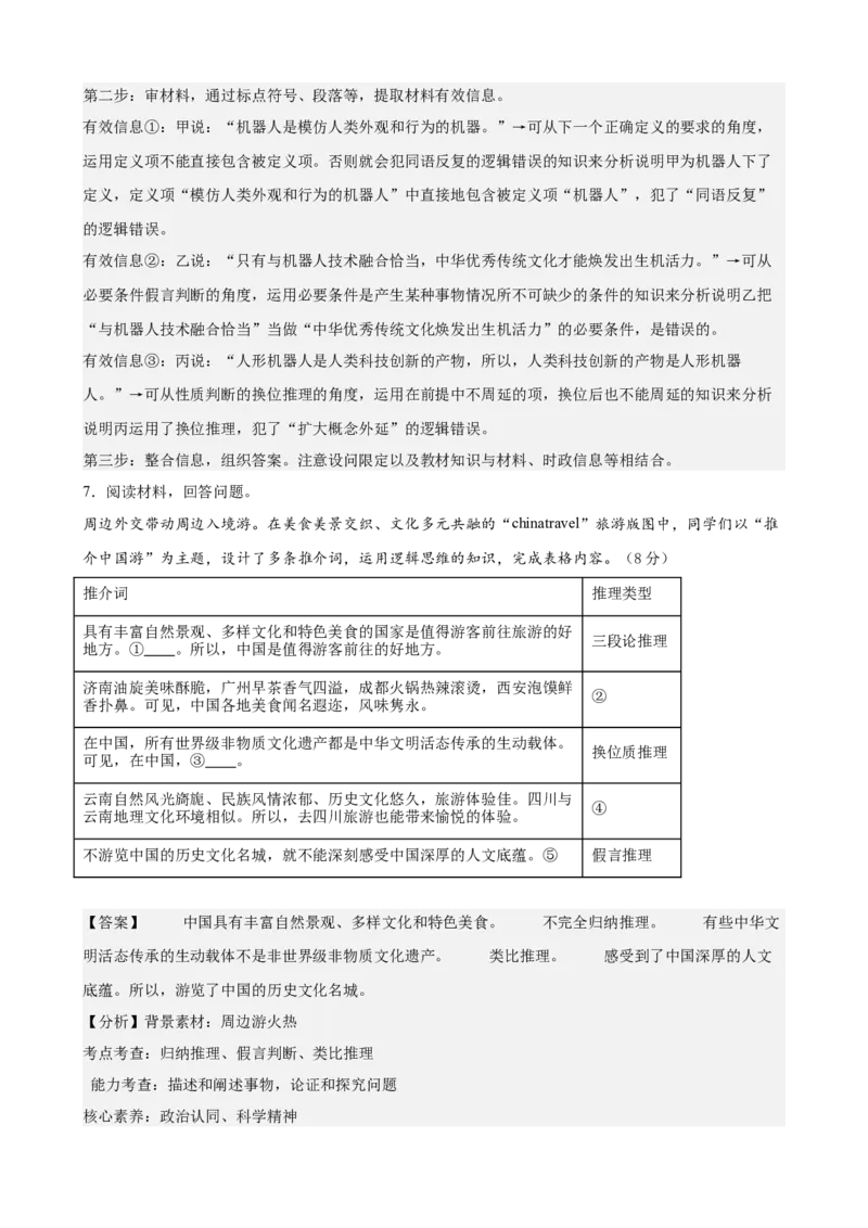 《逻辑与思维主观题专练20题（教师版）（全国通用）_zheng治_2026年_82026届高三政治一轮复习主观题典型习题训练（全国通用）》第8页预览