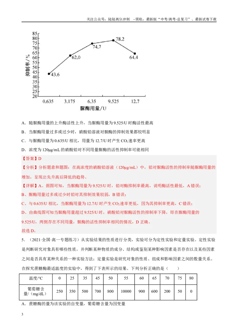 《解密04酶与ATP（分层训练）（解析版）_06-生物-高考总复习_二轮复习_2024年_2024年新教材高考生物二轮复习讲义分层训练题考点_资料》第3页预览