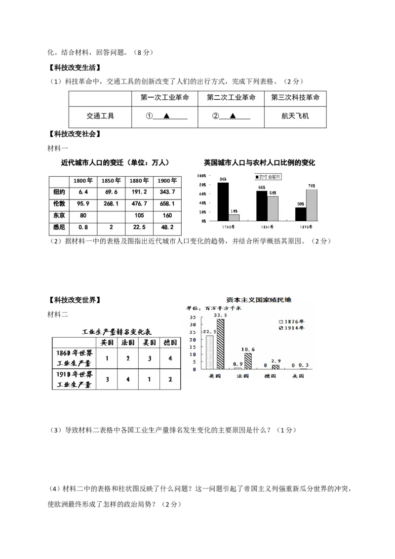 《06.江苏省泰州中学附属初级中学年级上学期期中考试历史试题_初中全科知识点总结和试卷_赠送习题试卷_初中3年学习辅助资料_1、初中学习资料_4-7、历史_4-7-5、初三历史上册》第5页预览