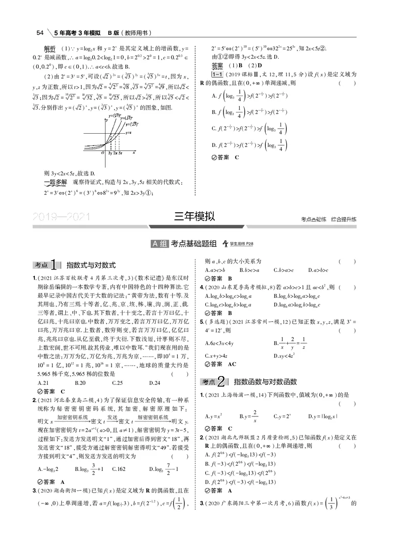 《§2.4　指数函数与对数函数_2022版教学资源包_五年高考三年模拟_2022版新高考版高考总复习数学53B版_第二章　函数_§24　指数函数与对数函数_2_14　指数函数与对数函数_专题电子书》第4页预览