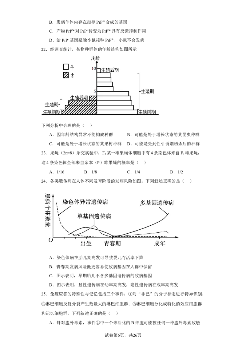 《2022年1月新高考浙江省生物高考真题(1)_2026版高中《二三轮复习+冲刺复习》_2021-2025生物高考题_2022生物高考题_学生》第6页预览